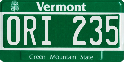 VT license plate ORI235