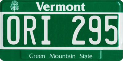 VT license plate ORI295