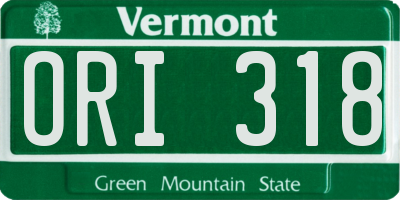 VT license plate ORI318