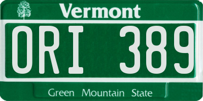 VT license plate ORI389