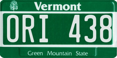 VT license plate ORI438