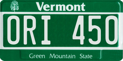 VT license plate ORI450