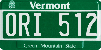 VT license plate ORI512