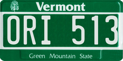VT license plate ORI513