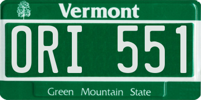VT license plate ORI551