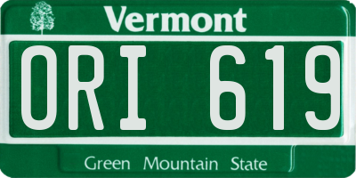 VT license plate ORI619