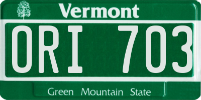 VT license plate ORI703