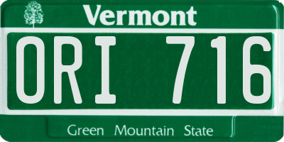 VT license plate ORI716