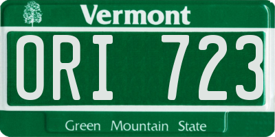 VT license plate ORI723