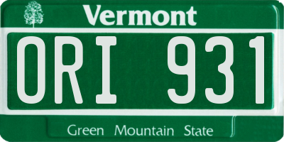 VT license plate ORI931