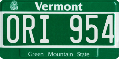 VT license plate ORI954