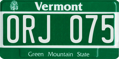 VT license plate ORJ075