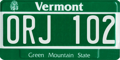 VT license plate ORJ102