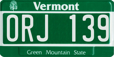 VT license plate ORJ139