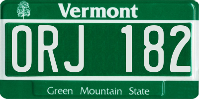 VT license plate ORJ182