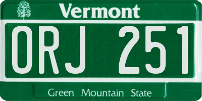 VT license plate ORJ251