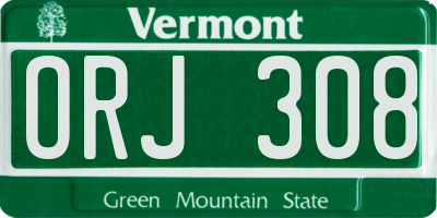 VT license plate ORJ308