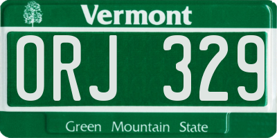 VT license plate ORJ329