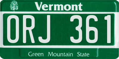 VT license plate ORJ361