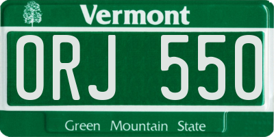 VT license plate ORJ550