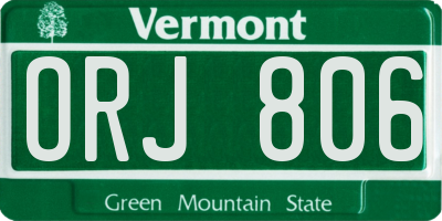 VT license plate ORJ806