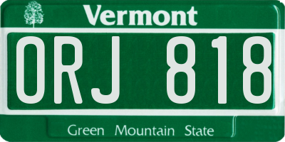 VT license plate ORJ818