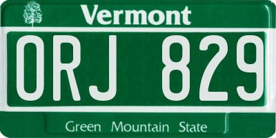 VT license plate ORJ829