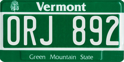 VT license plate ORJ892