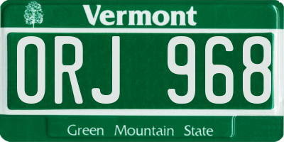 VT license plate ORJ968