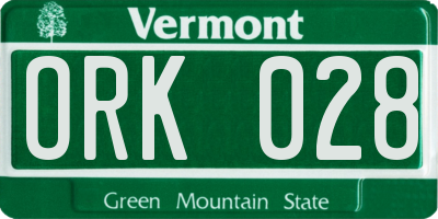 VT license plate ORK028