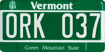 VT license plate ORK037