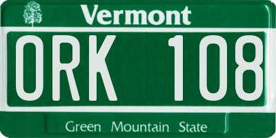 VT license plate ORK108