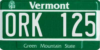 VT license plate ORK125