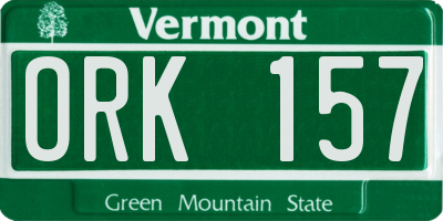 VT license plate ORK157