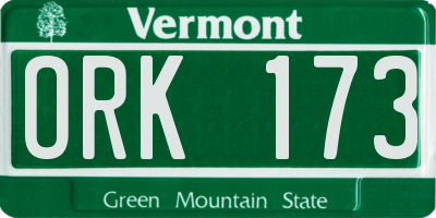 VT license plate ORK173