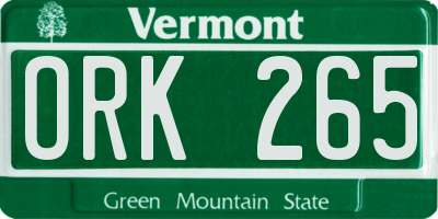 VT license plate ORK265