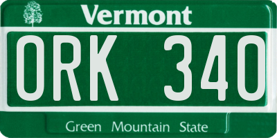 VT license plate ORK340