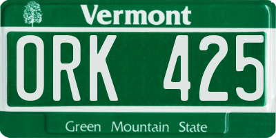 VT license plate ORK425