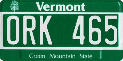 VT license plate ORK465