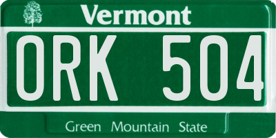 VT license plate ORK504