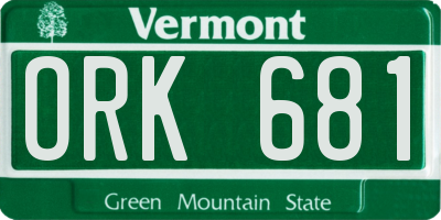 VT license plate ORK681