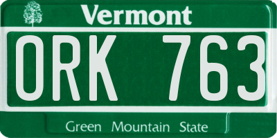 VT license plate ORK763