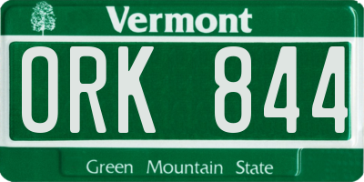 VT license plate ORK844