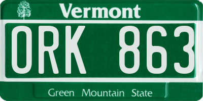 VT license plate ORK863