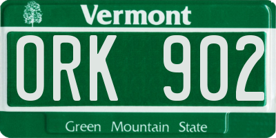 VT license plate ORK902