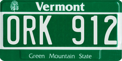 VT license plate ORK912