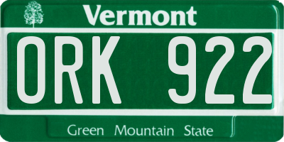 VT license plate ORK922