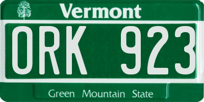 VT license plate ORK923