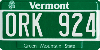 VT license plate ORK924