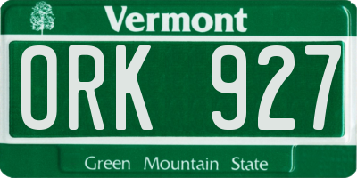 VT license plate ORK927